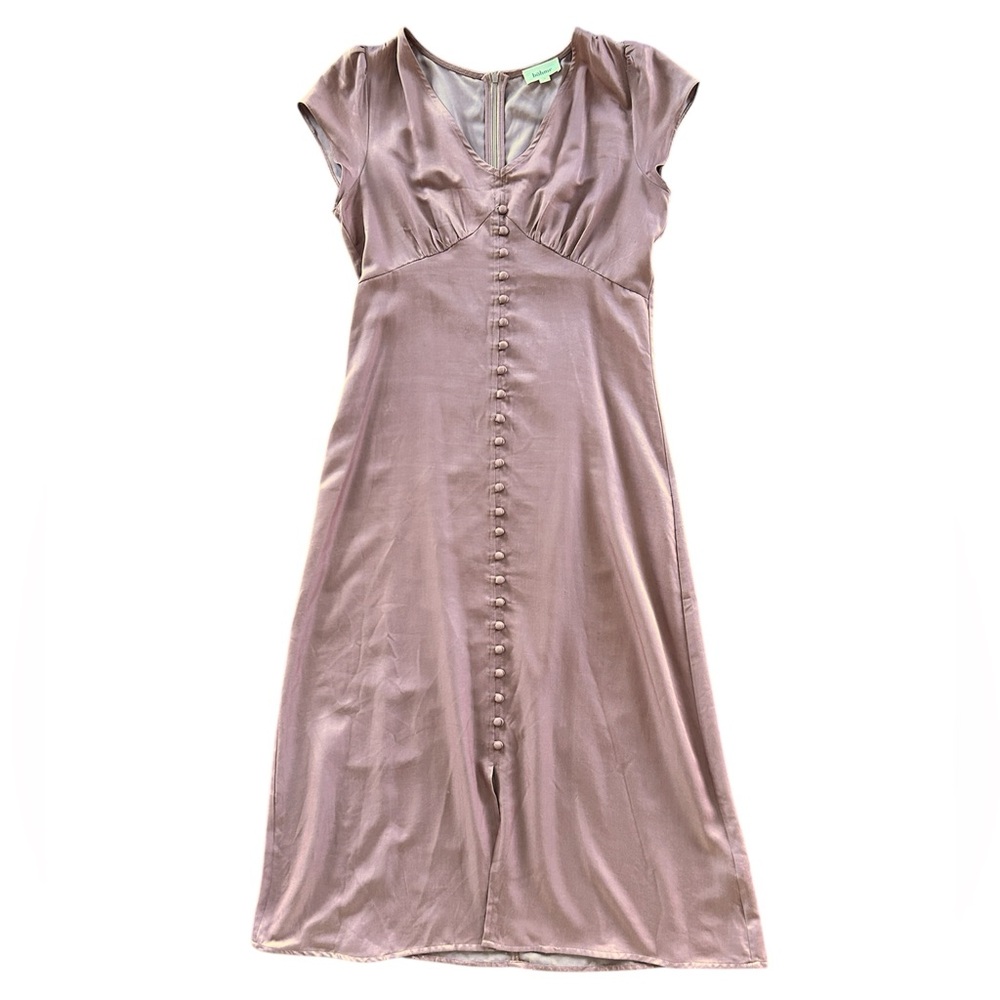 Bohme Rose Pink Cottagecore Bridesmaid Dress with Button-Down Front - Size M